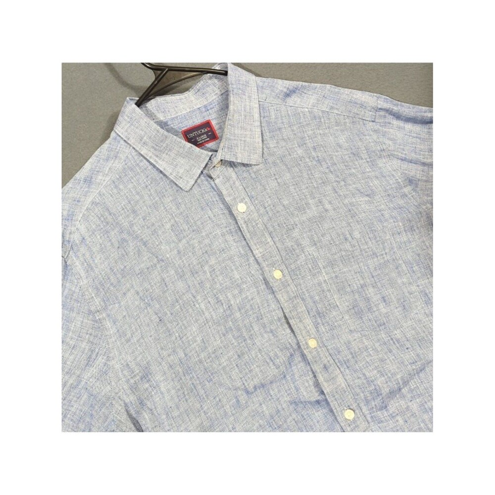 UNTUCKit Shirt Men's XL Blue Linen Long Sleeve Button Up